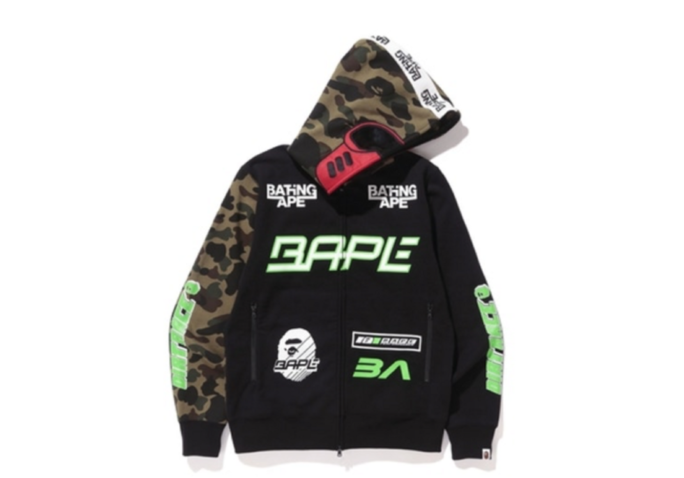 Black and green bape cheap hoodie