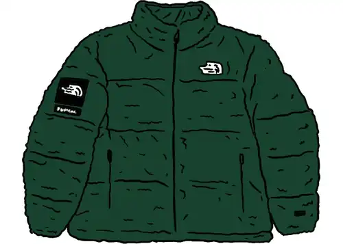 Kick Avenue Supreme The North Face Faux Fur Nuptse Jacket Green