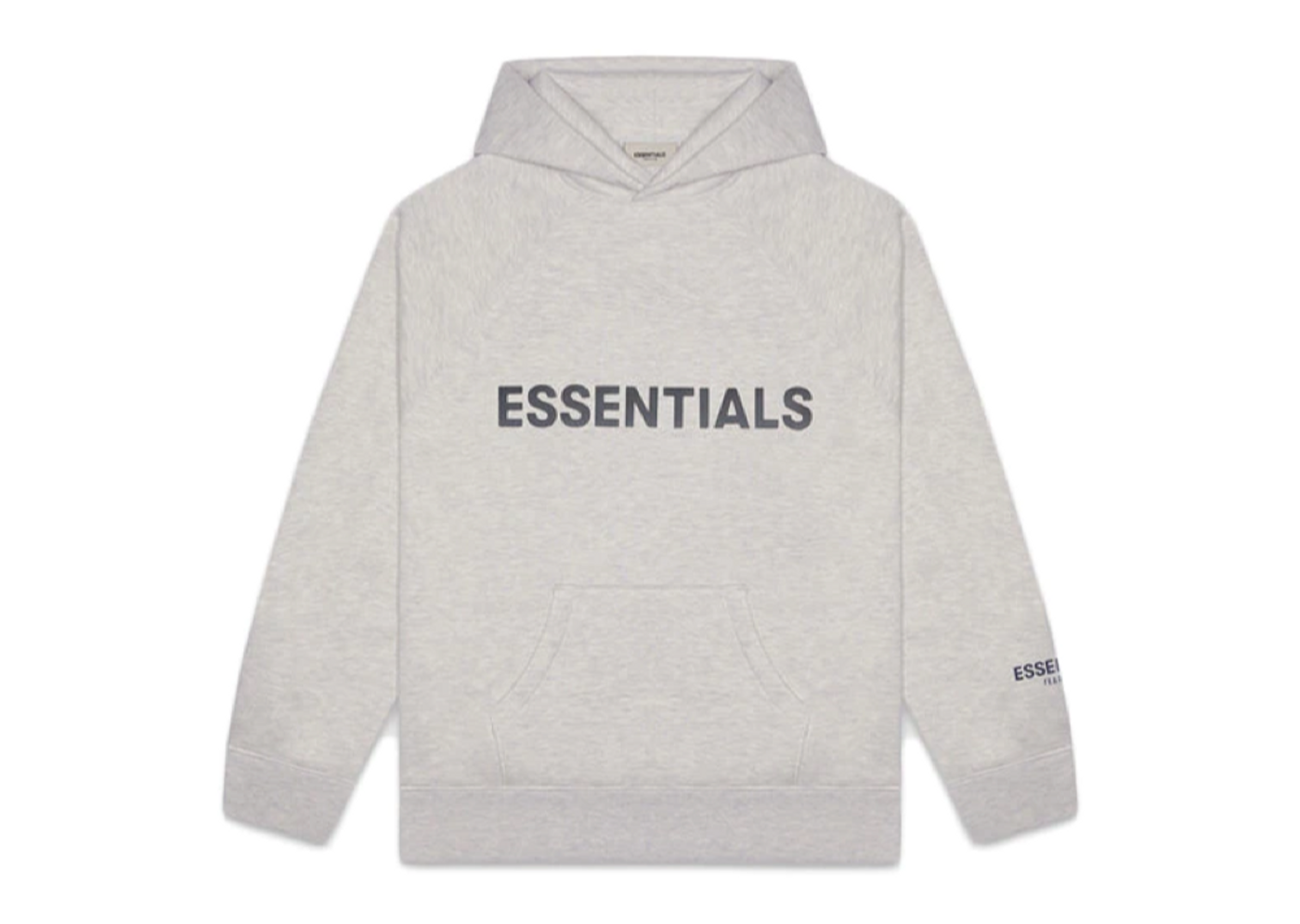 Fear of god essentials 3d silicon applique pullover hoodie heather best sale oatmeal