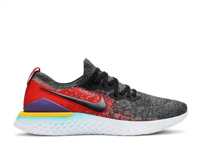 Epic react flyknit 2 black hyper jade university red sale