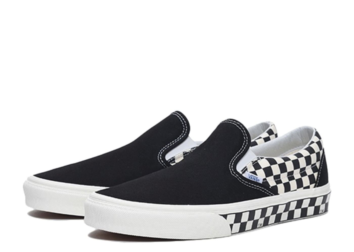 Vans slip on sale sidewall checkerboard