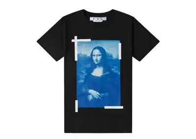 OFF-WHITE Text Logo Caravaggio Saint Jerome Writing Arrows Slim Fit T-Shirt Black/White