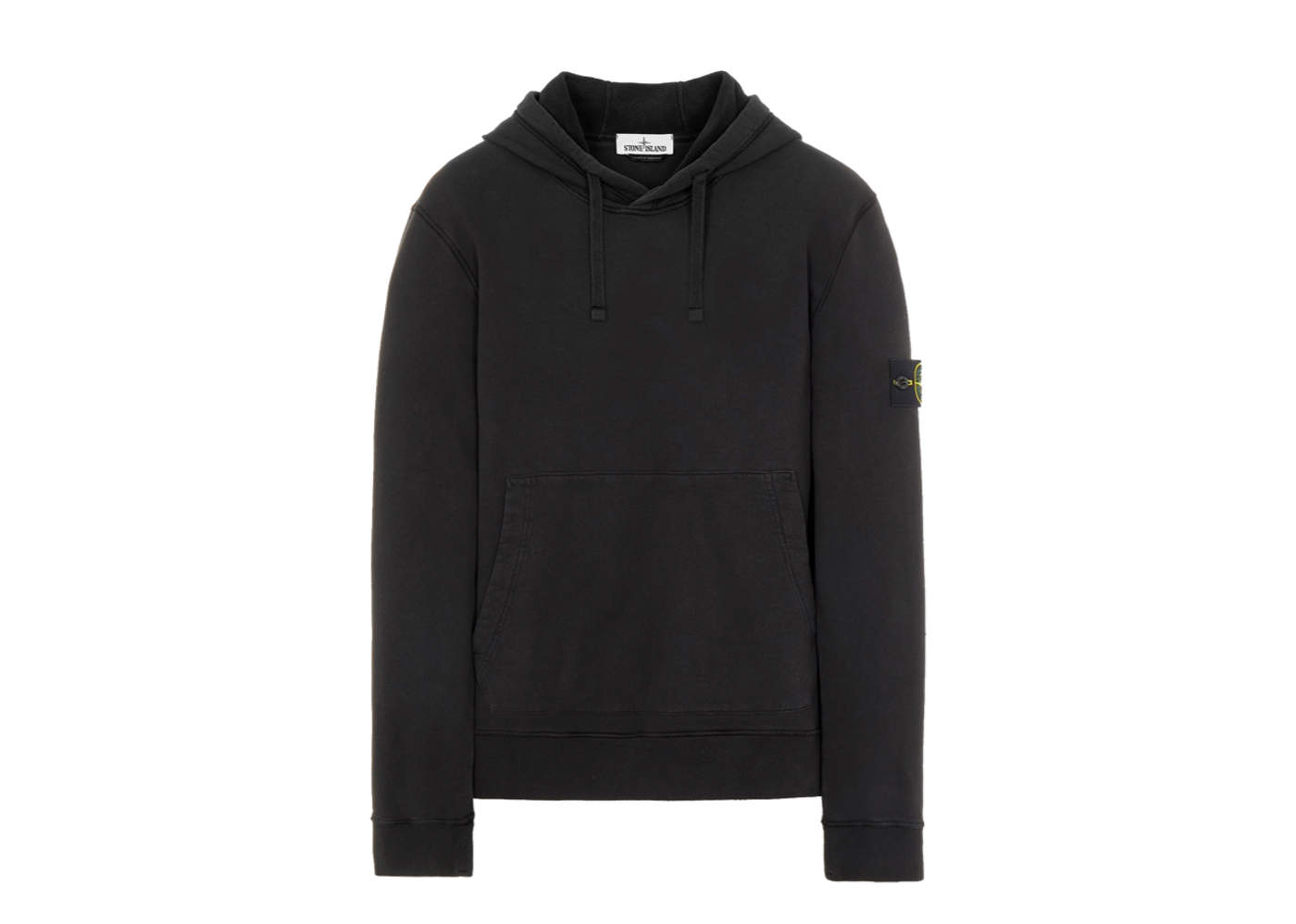 Beli Stone Island Brushed Cotton Fleece Hooded Sweatshirt Black