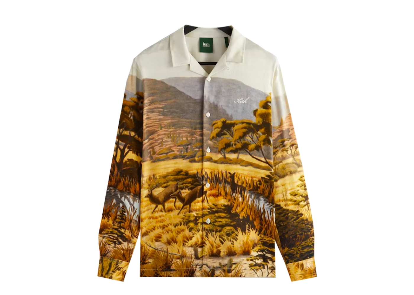 Kith AMNH Landscape Long Sleeve Camp Collar Shirt White | Kick Avenue