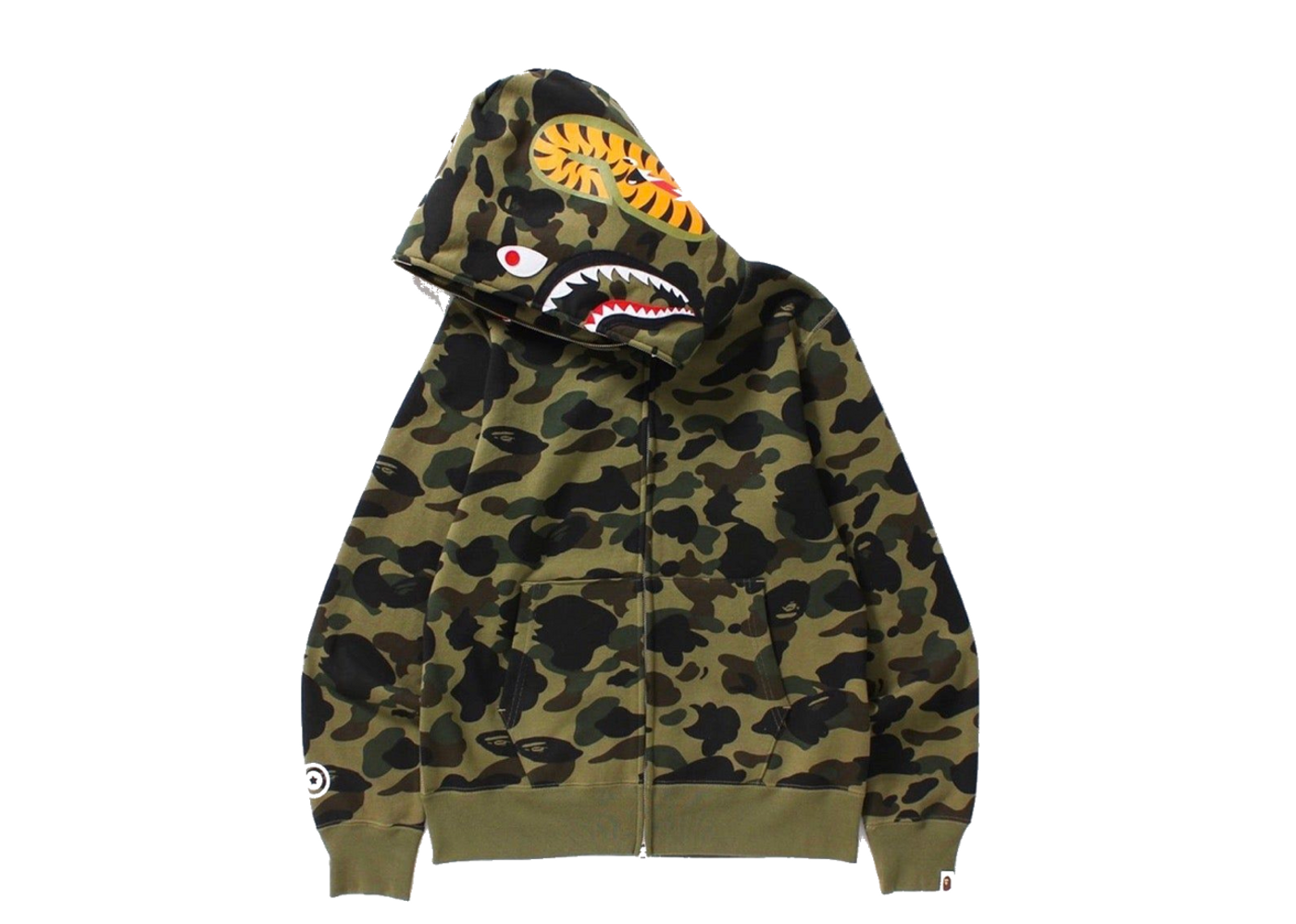 Beli Bape 1st Camo Shark Full Zip Hoodie Green | Kick Avenue