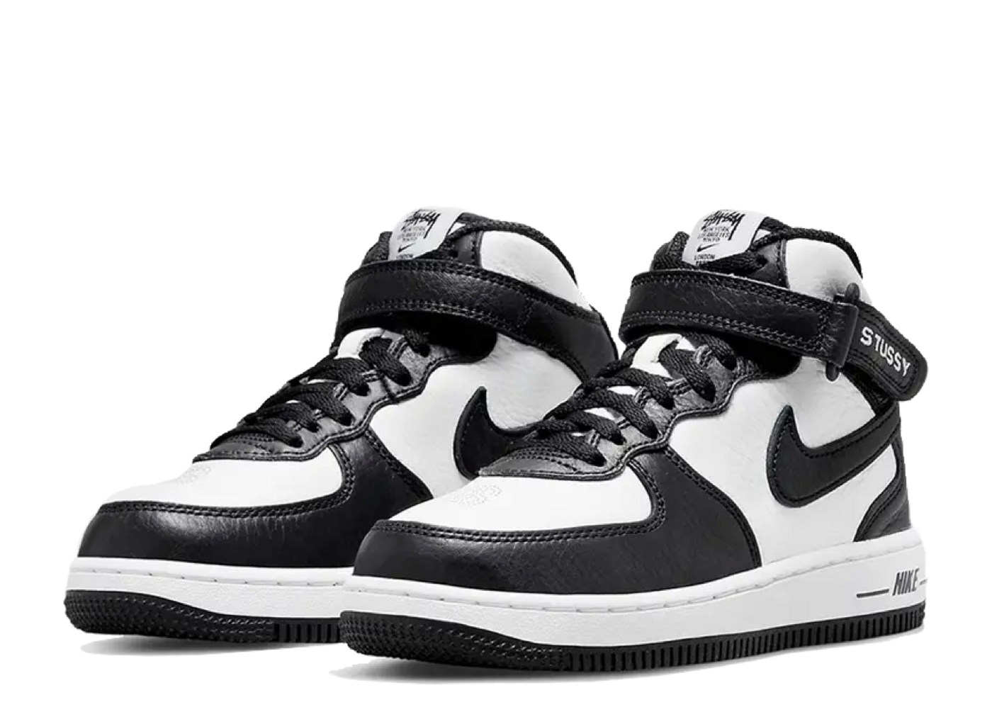 Beli Nike Air Force 1 Mid Stussy White Black (PS) | Kick Avenue