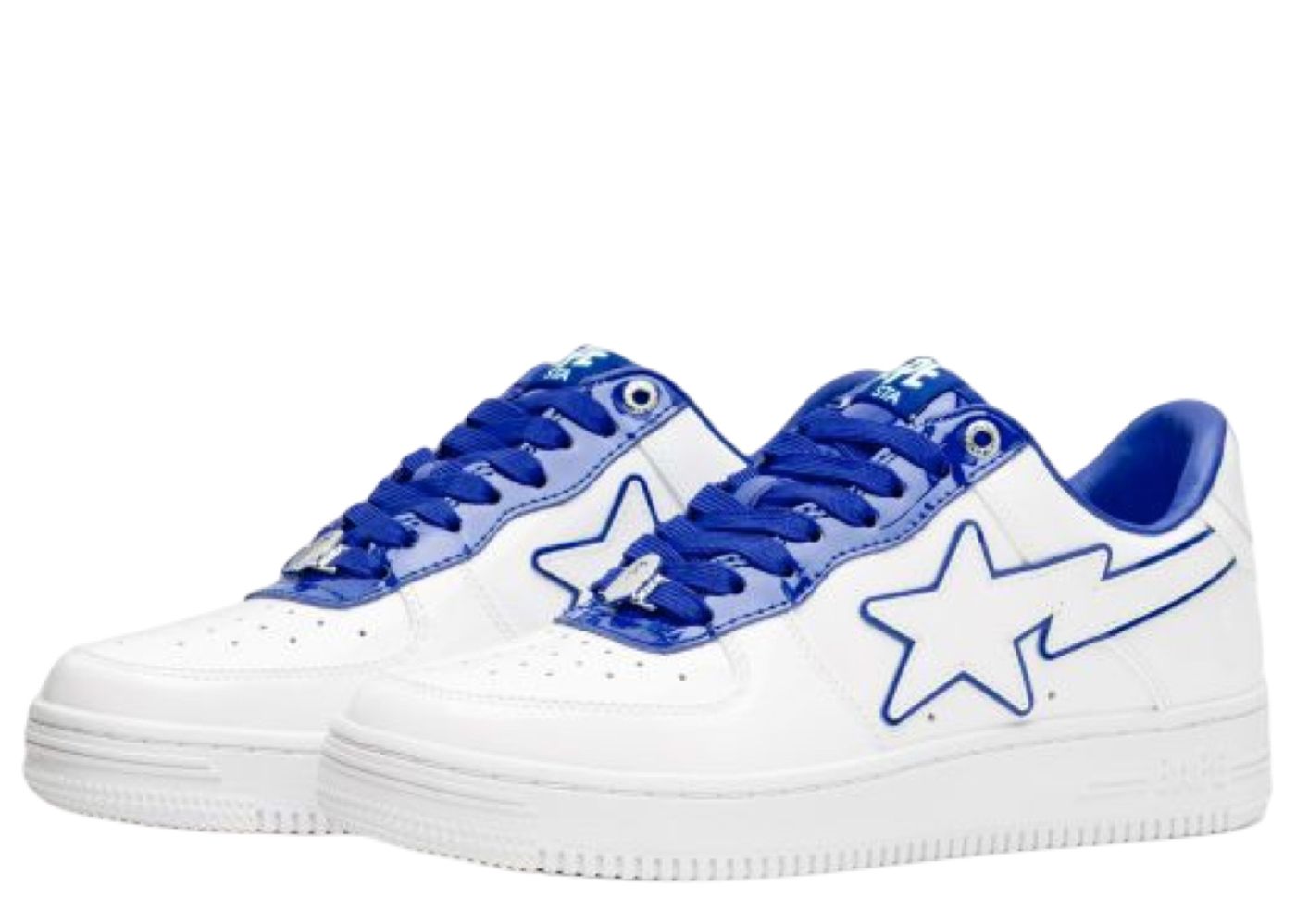 Beli A Bathing Ape Bape Sta Patent Leather White Blue | Kick Avenue