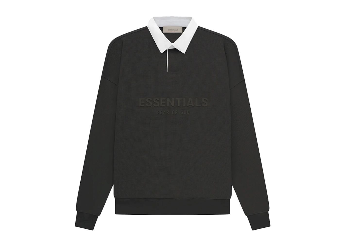 Beli Fear of God Essentials Waffle Henley Rugby Off Black