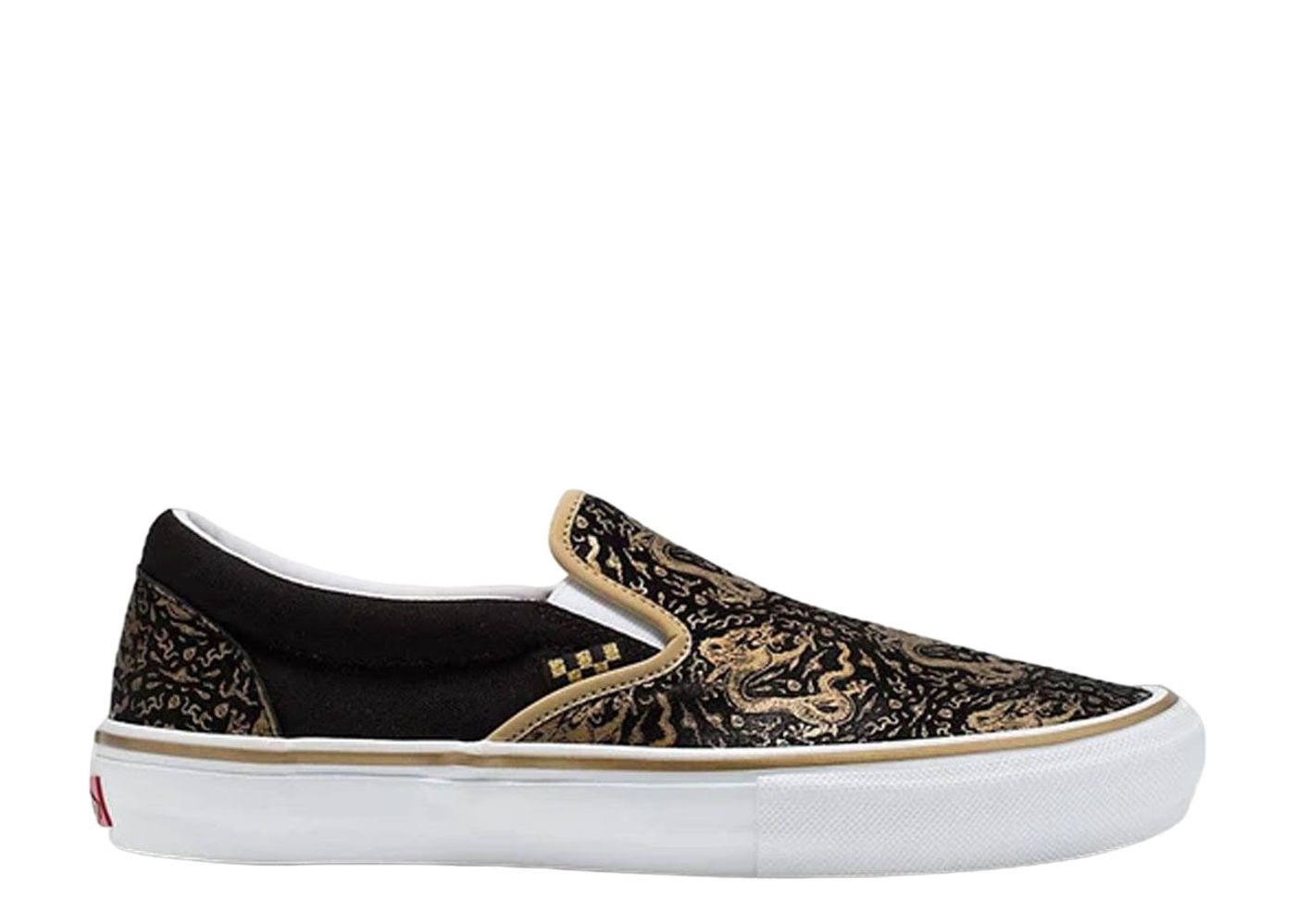 Black and gold 2025 slip on vans