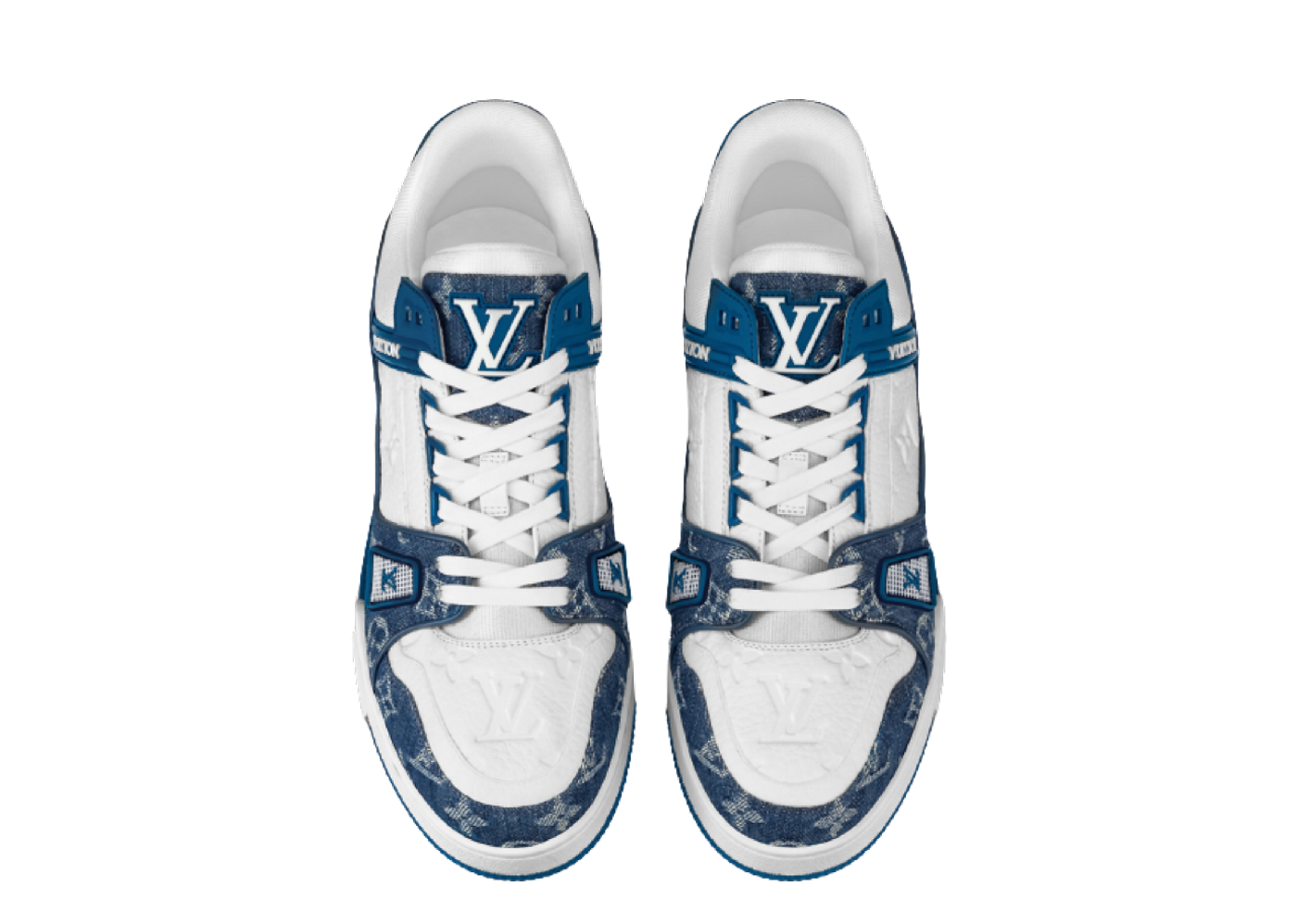 NWT Louis Vuitton Trainers Blue Embossed Monogram