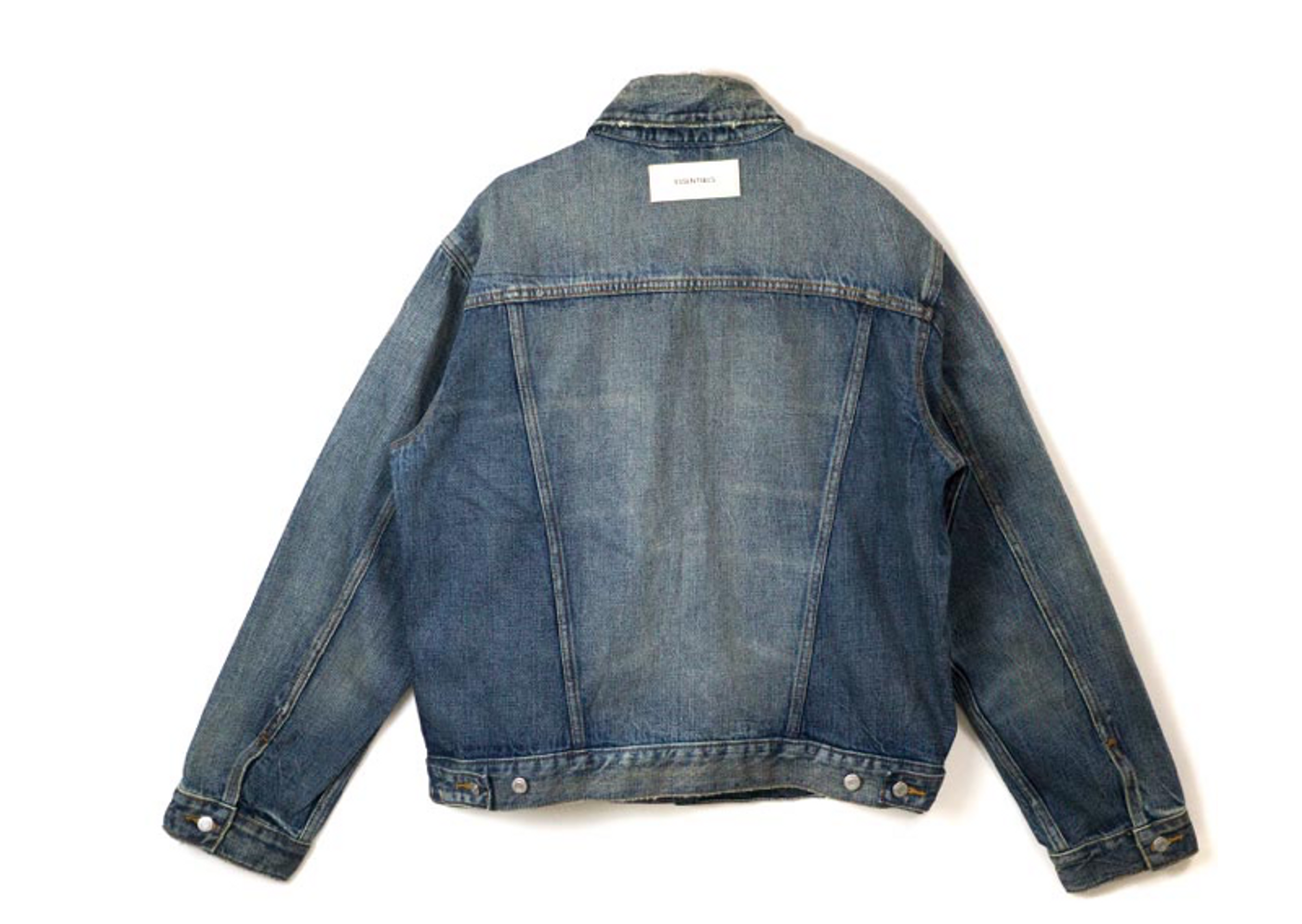 Fear of god essentials denim hot sale trucker jacket