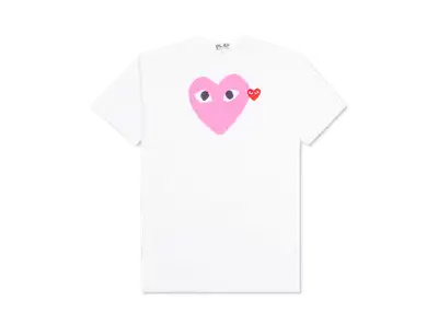 Cdg pink heart t shirt hotsell