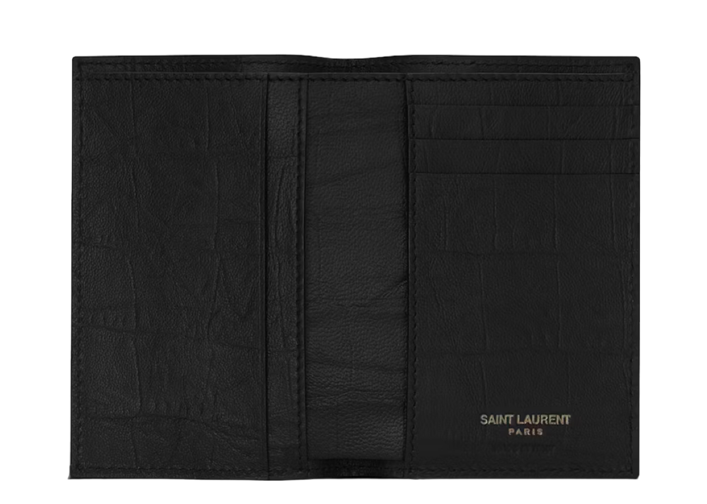 New YSL Saint Laurent Tiny Cassandre EAST/WEST WALLET CROCODILE black  leather
