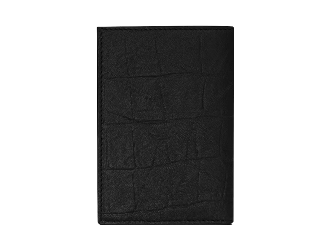 Saint Laurent Crocodile Embossed Matte Leather Monogram Wallet in Black