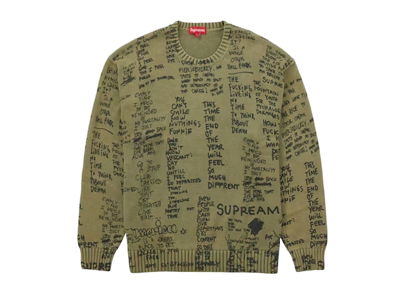 Beli Supreme Gonz Poems Sweater Olive | Kick Avenue