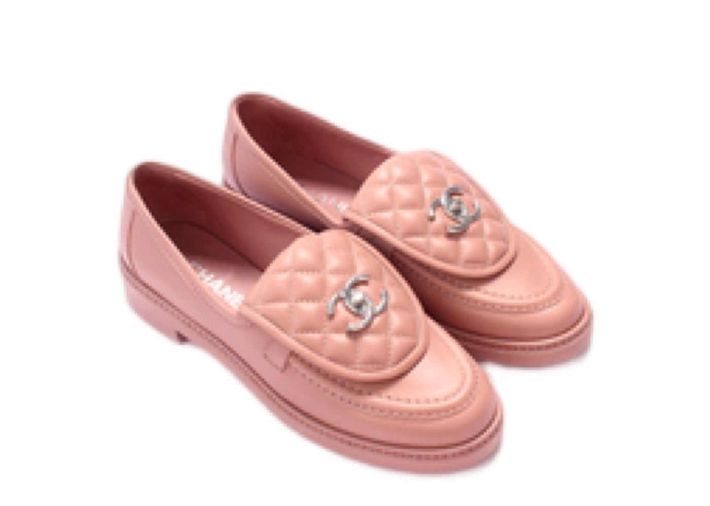 Chanel Quilted Tab Loafers Pink Leather