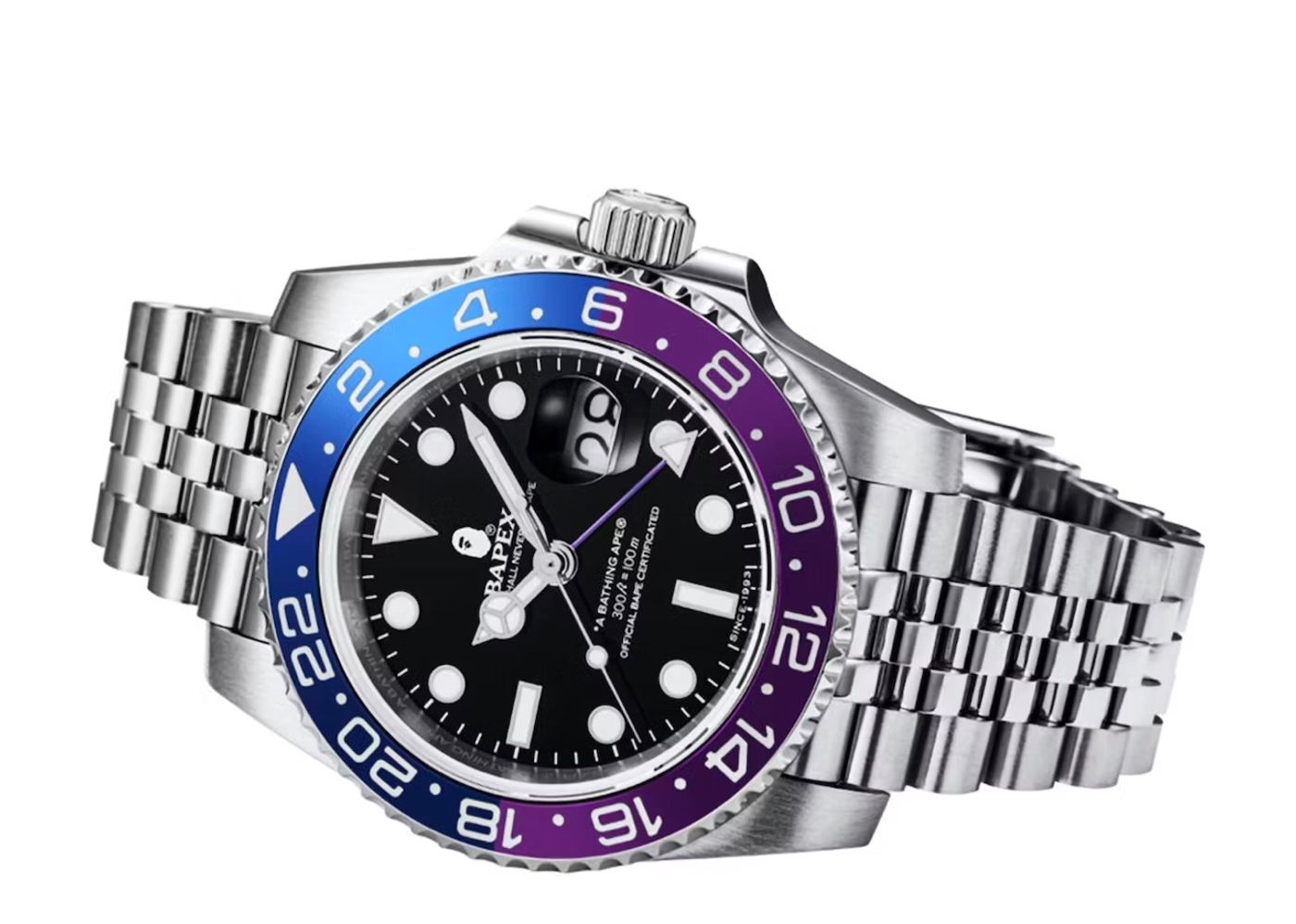 BAPE Type 2 Bapex #1 Watch Silver/Blue/Purple | Kick Avenue