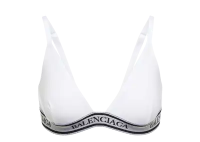 Logo cotton-blend jersey bralette in white - Balenciaga