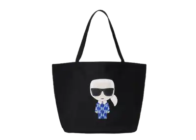 Karl Lagerfeld, Rue St-guillaume Metal Nylon Tote Bag, Woman, Black, Size: One Size