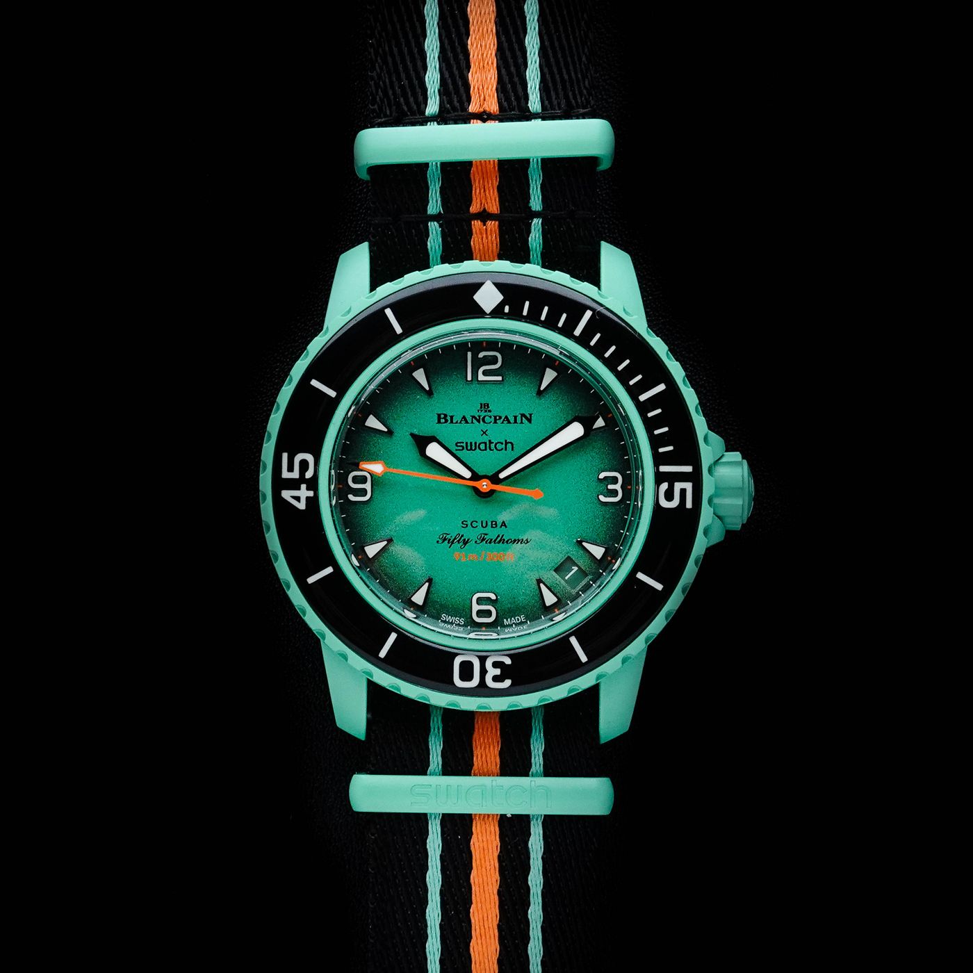 Blancpain X Swatch Fifty Fathoms Indian Ocean Ref So35I100 Kick