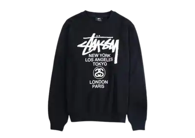 Beli Stussy World Tour Crewneck Sweatshirt Black | Kick Avenue